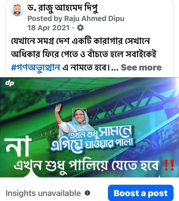 না এখন শুধু পালিয়ে যেতে হবে- গণঅভ্যুত্থান - ড. রাজু আহমেদ দিপু